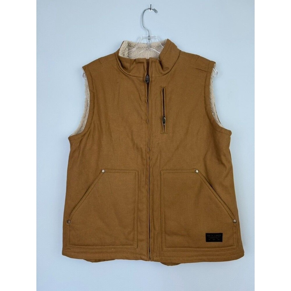 Smith and Rogue Canvas Lined Womens Brown Zip Front Vest S